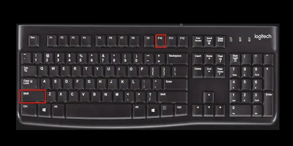 Is Shift F10 not working?