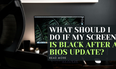 What should I do if my screen is black after a BIOS update?